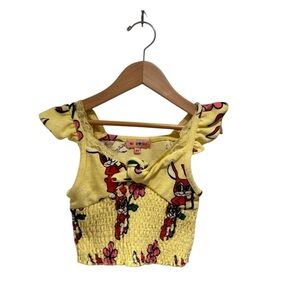 Hugo Loves Tiki Yellow Terry Kids Tank Top with Bunny Print - size 6 (fits 4 imo